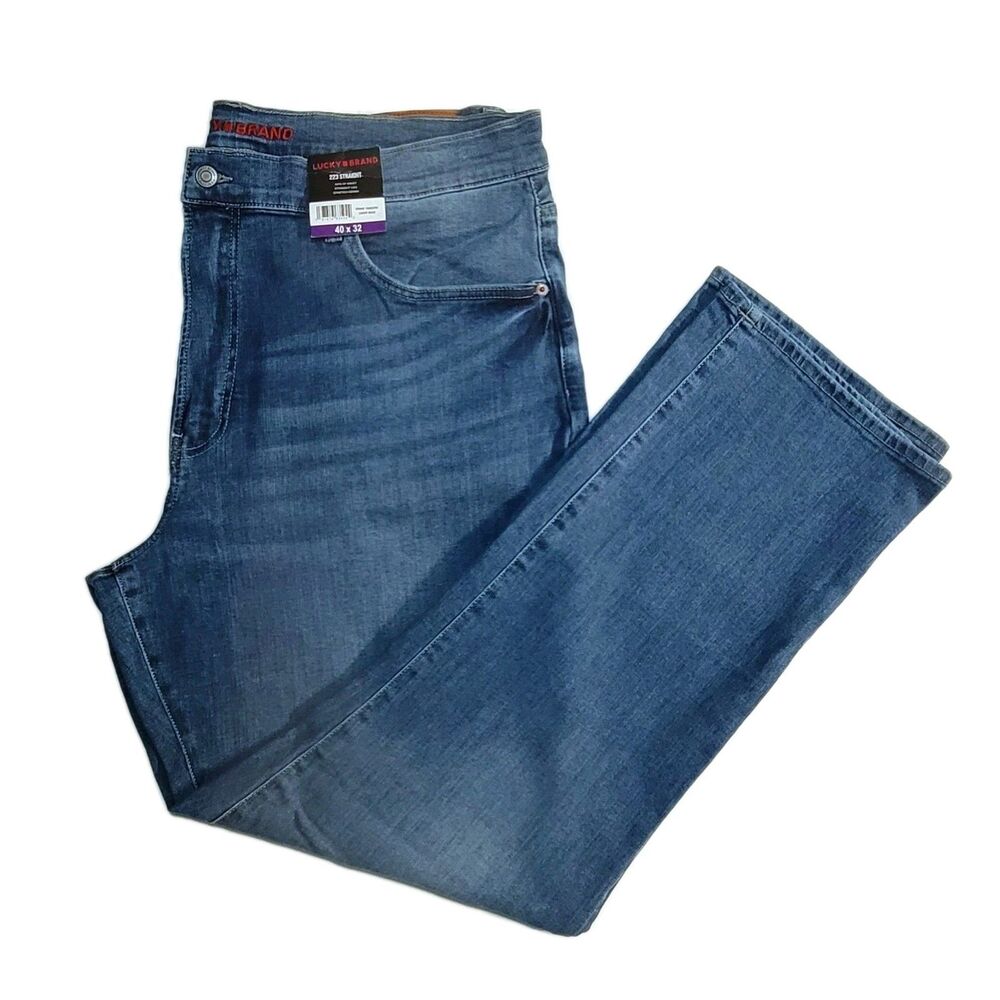 Lucky Brand Mens 223 Straight Stretch Classic 5-Pocket 40x32 Lt Blue Denim Jeans - Picture 4 of 16